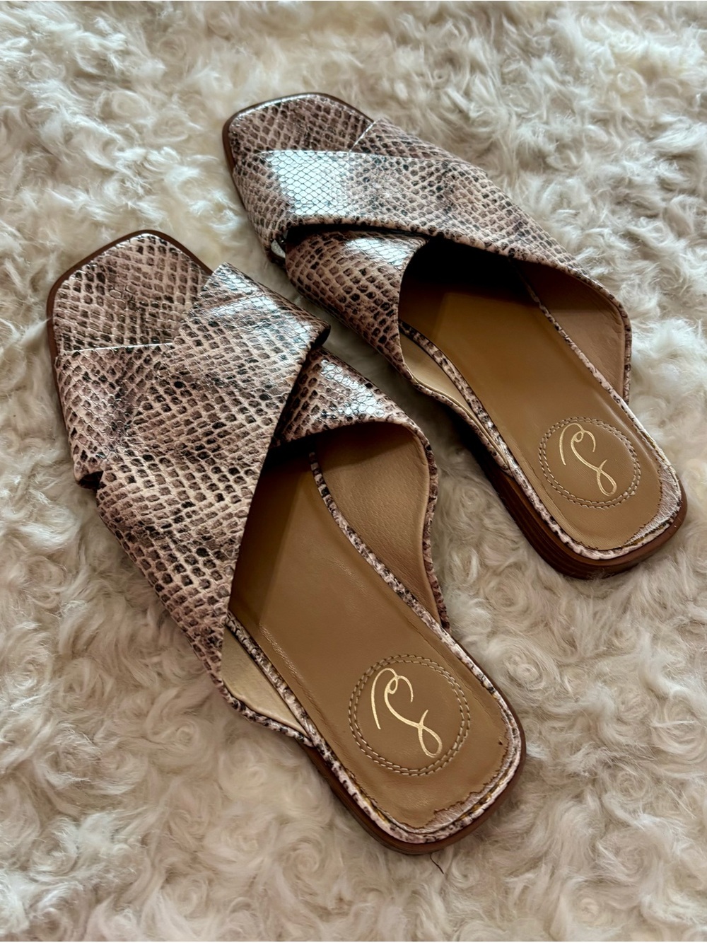 Sam Edelman Idina Snake-Print Crossover Slide Sandals - Picture 4 of 4